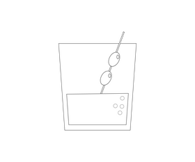 Olive cocktail cartoon black and white clipart