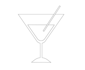 Cocktail with straws black and white clipart