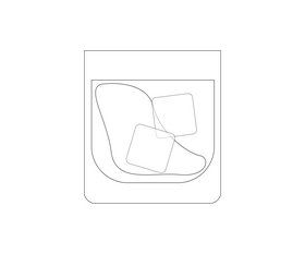 Whiskey cocktail with ice black and white clipart