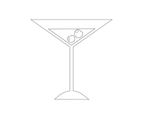 Red cocktail illustration black and white clipart