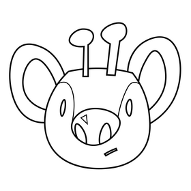 Okapi head cartoon black and white clipart