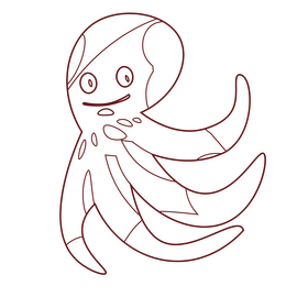 Cute cartoon octopus smile black and white clipart