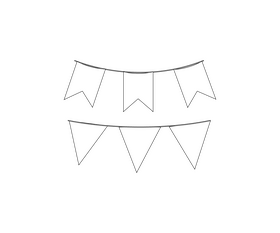 Irish flag garland illustration black and white clipart