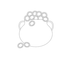 Cartoon pot of gold black and white clipart