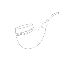 Smoking pipe cartoon black and white clipart