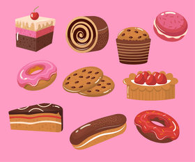 Sweet, cookies, donuts vector