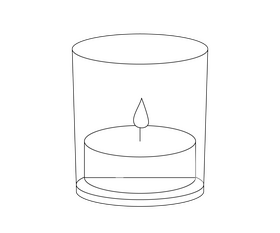 Cartoon candle in glass black and white clipart