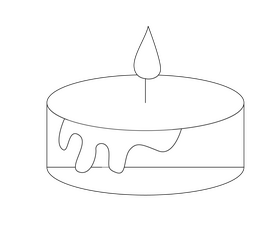 Cartoon candle black and white clipart