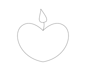 Heart shaped, romantic candle black and white clipart