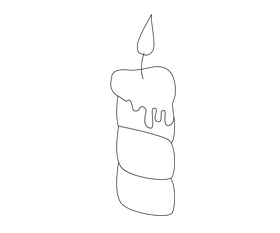 Candle cartoon black and white clipart