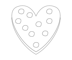 Heart cookie black and white clipart