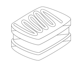 Cream filled cookie black and white clipart