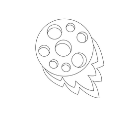 Meteorite cartoon black and white clipart