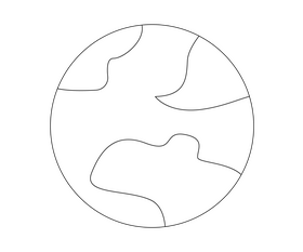 Earth planet illustration black and white clipart