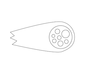 Burning meteorite cartoon black and white clipart