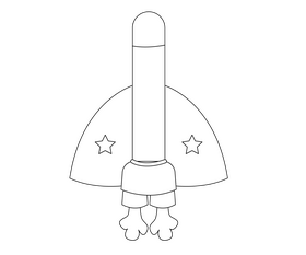 Free space rocket black and white clipart