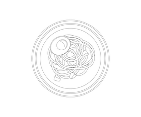 Ramen noodles cartoon black and white clipart