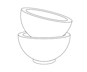 Colorful dishes black and white clipart