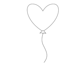 Free heart shaped balloon black and white clipart