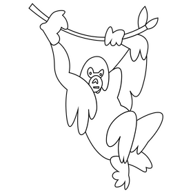 Orangutan climbing black and white clipart