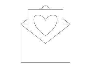 Romantic love letter drawing black and white clipart