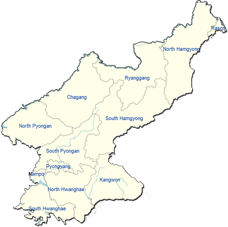 Detailed Island Map of North Korea Regions PNG