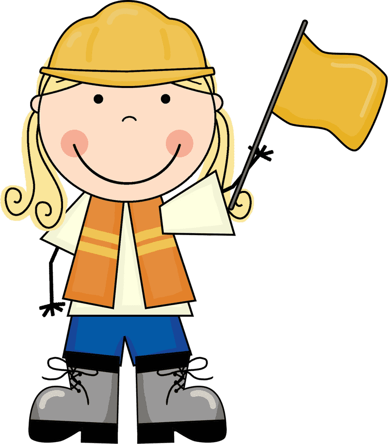 Happy Factory Worker with Safety Gear and Flag PNG