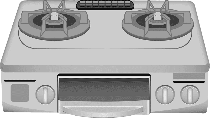 Modern Gas Stove with Dual Burners PNG