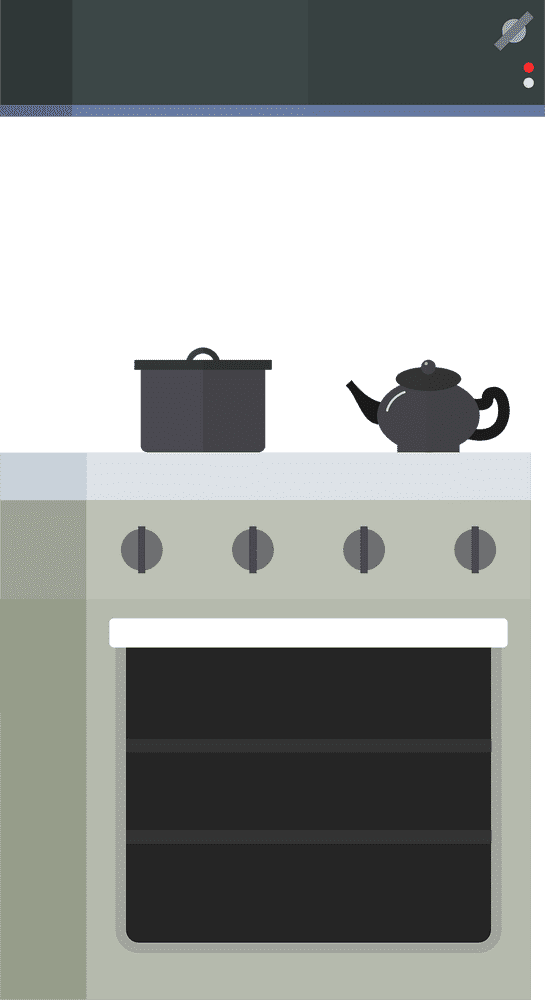 Modern Kitchen Island with Cooking Essentials PNG
