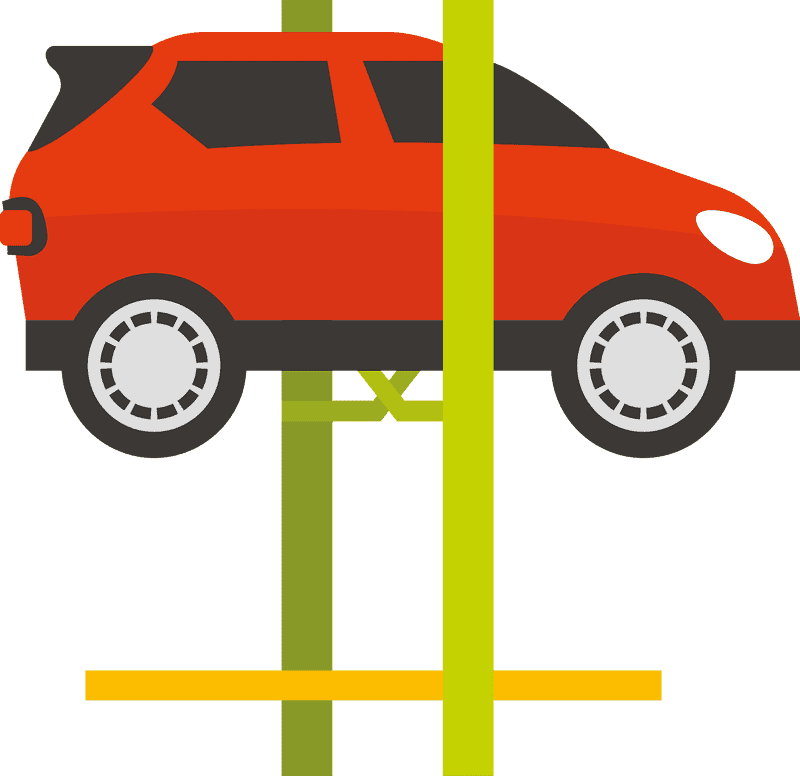 Utility Pole Above a Red Car PNG
