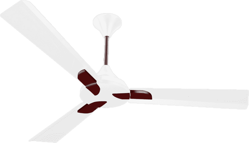 Sleek White Ceiling Fan with Burgundy Accents PNG