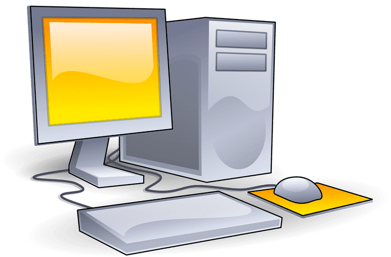 Modern Desktop Computer Setup with Monitor and Mouse PNG