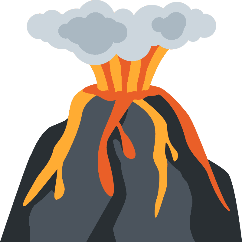 Erupting Volcano with Fiery Lava and Ash Clouds PNG