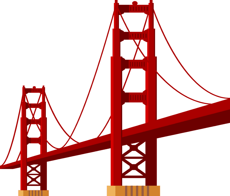 Majestic Red Suspension Bridge Over Water PNG