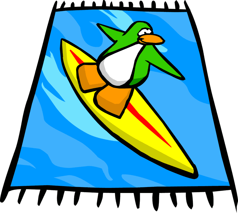 Surfing Penguin at the Beach Adventure PNG