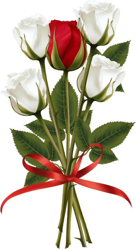 Elegant Bouquet of Red and White Flowers PNG