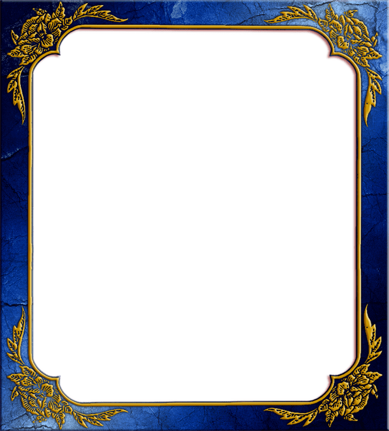 Elegant Blue Floral Photo Frame Design PNG