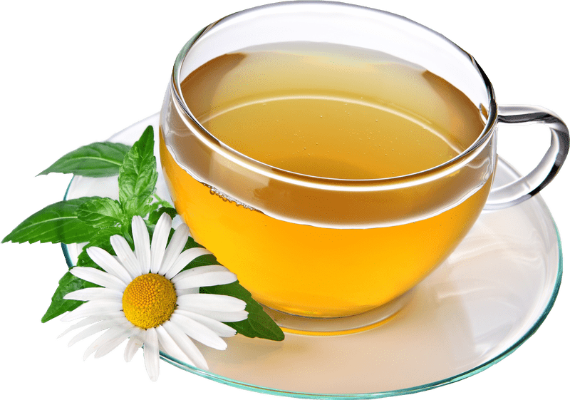 Refreshing Herbal Tea Cup with Daisy Garnish PNG