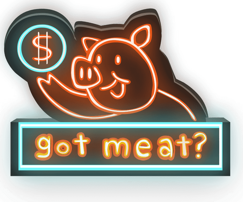 Got Meat Neon Sign with Piggy Bank PNG