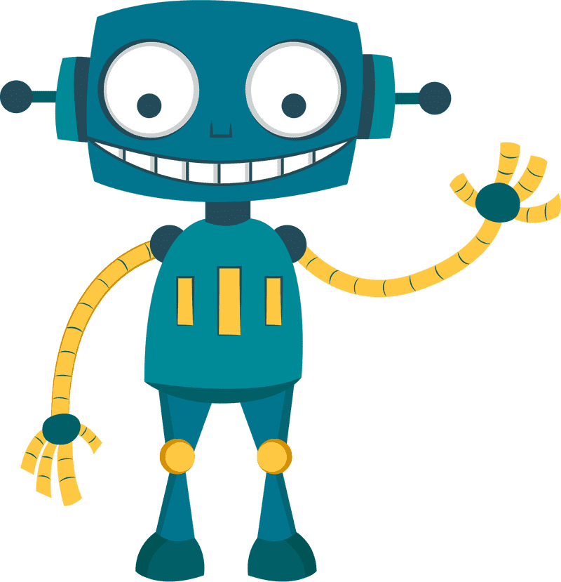 Cheerful Robot with Waving Arms PNG