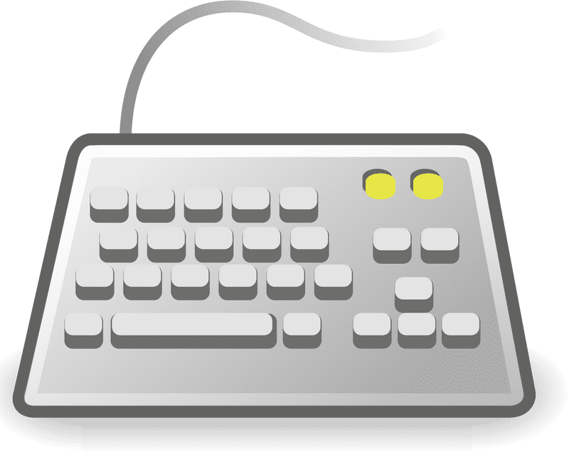 Sleek Silver Keyboard with Bright Yellow Keys PNG