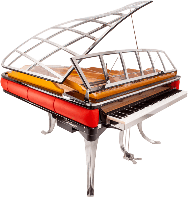 Elegant Piano with Modern Design and Transparent Lid PNG