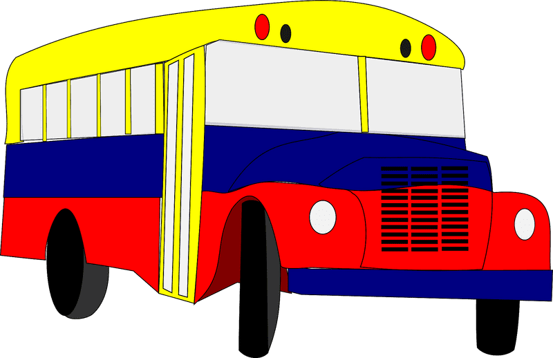 Colorful School Bus Adventure Vehicle PNG