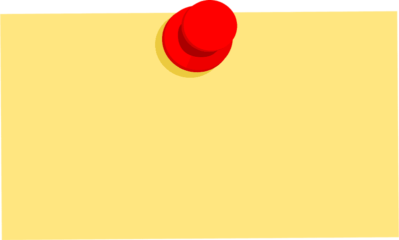 Bright Yellow Sticky Note with Red Thumbtack PNG