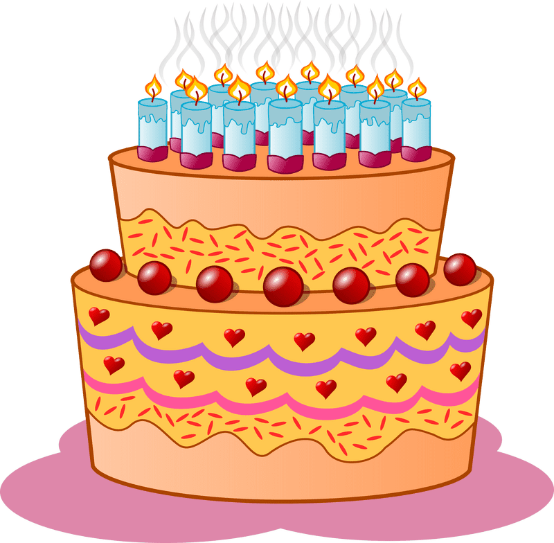 Colorful Birthday Cake with Candles and Sprinkles PNG
