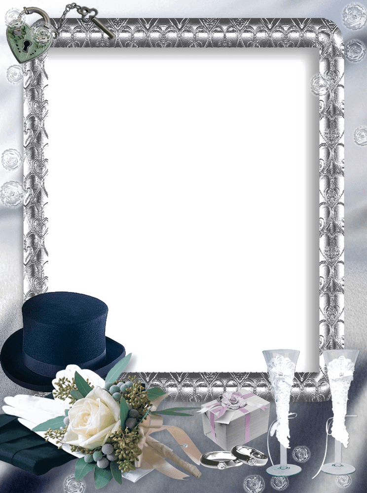 Elegant Wedding Memories Photo Frame PNG