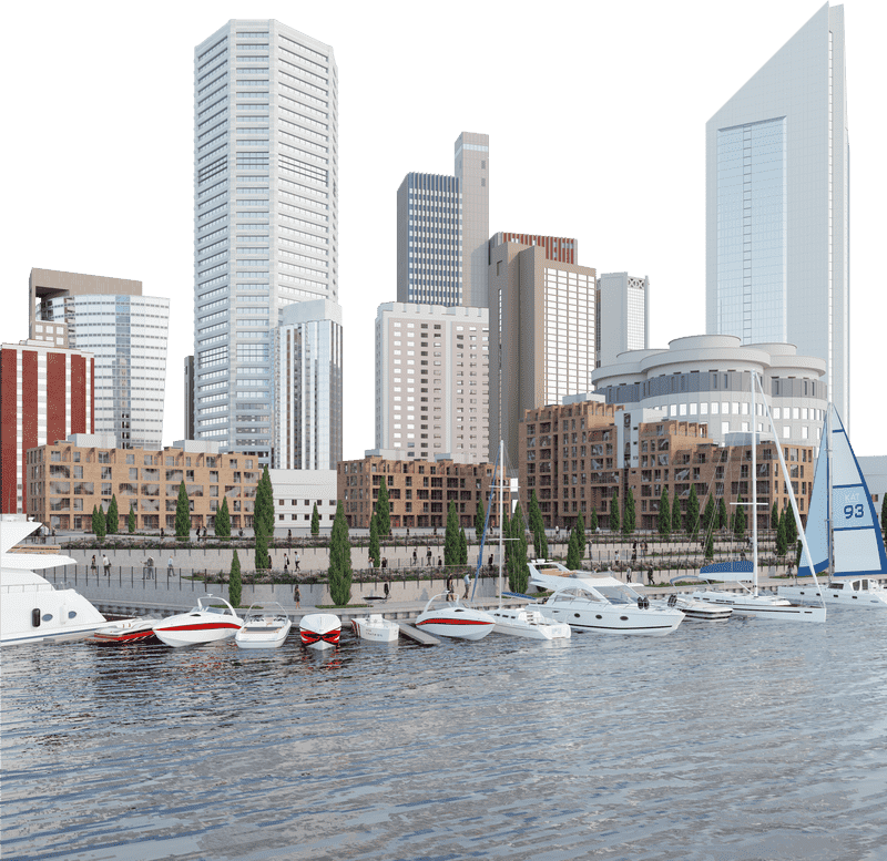 Modern City Pier Harbor View PNG