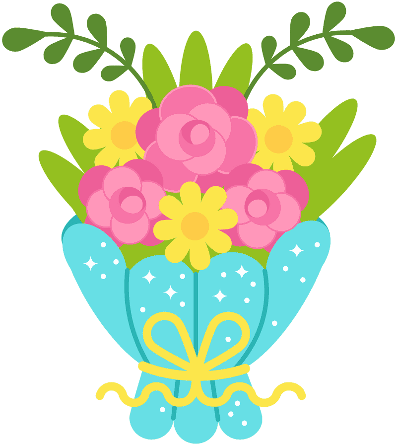 Charming Bouquet of Colorful Flowers PNG