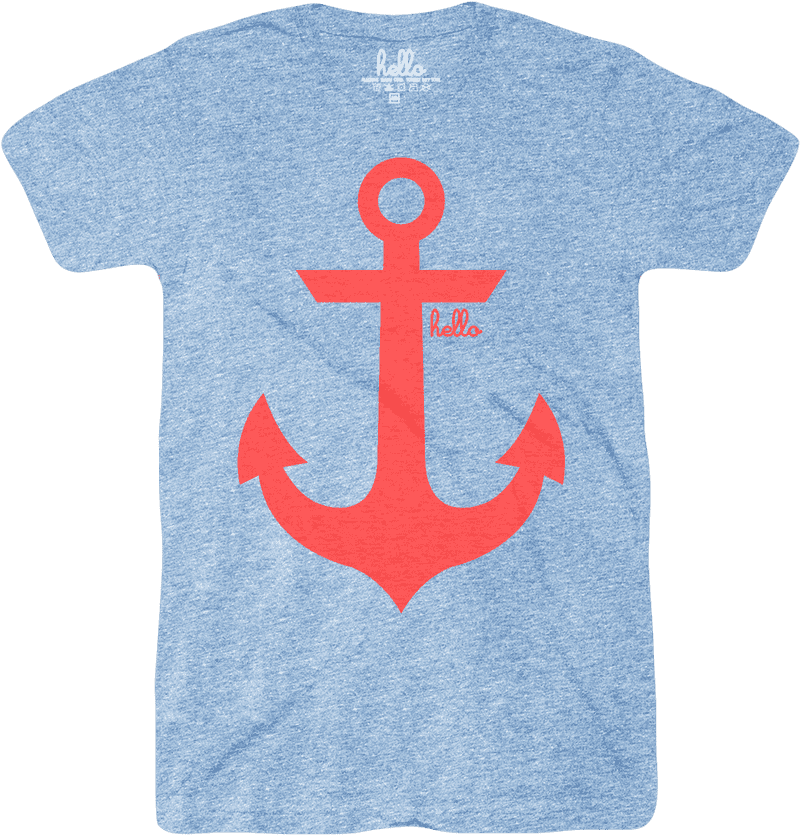 Hello Anchor Bold Nautical Design Tee PNG