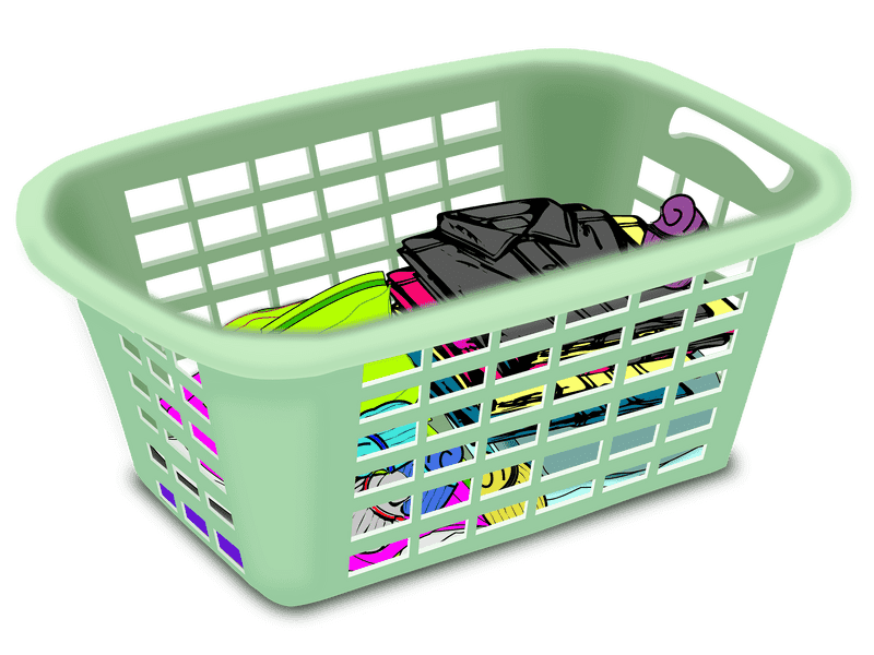 Colorful Laundry Basket of Clean Clothes PNG
